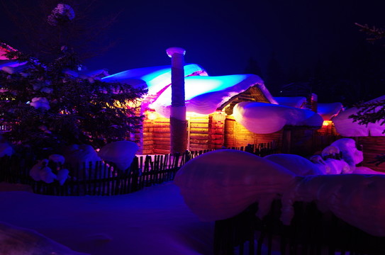 雪鄉(xiāng)風(fēng)景集合夜景農(nóng)家