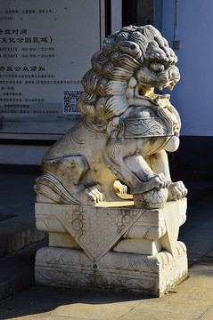 漢白玉石獅雕刻