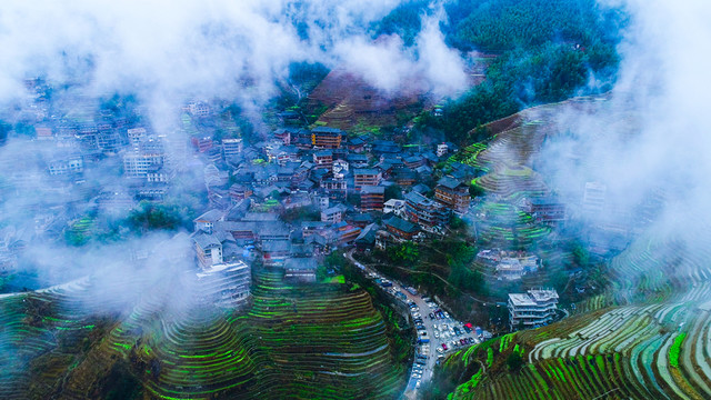 無框畫 龍脊梯田 水墨畫