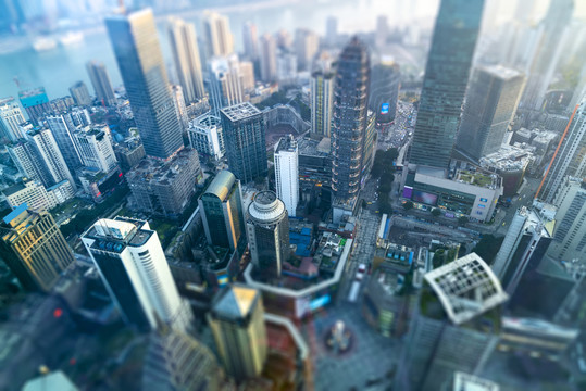 俯瞰城市重慶摩天大樓