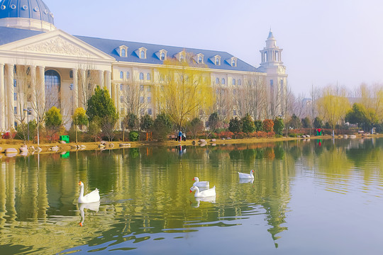 歐式建筑校園風景