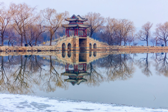 雪后柳橋