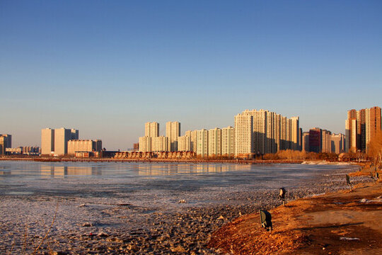 大慶 三永湖 樓房 城市 春