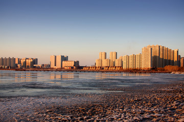 大慶 三永湖 樓房 城市 春