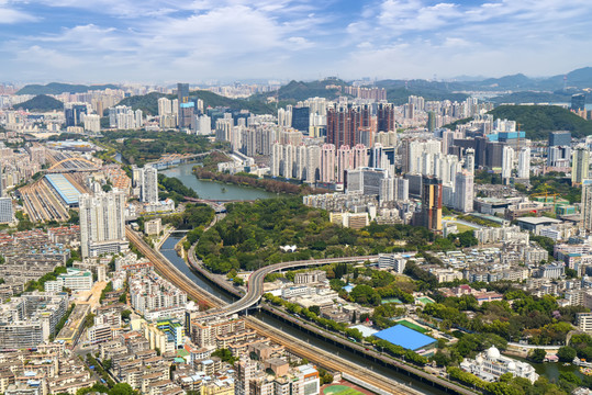 鳥瞰深圳城市全景 大畫幅