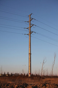 高壓線 電線桿 電力 能源 電