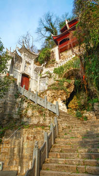 雄偉的古建筑 石梯 青龍洞建筑