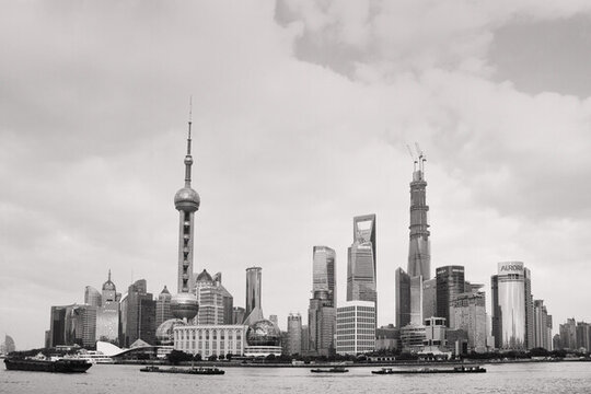 上海外灘陸家黑白全景jpg高清