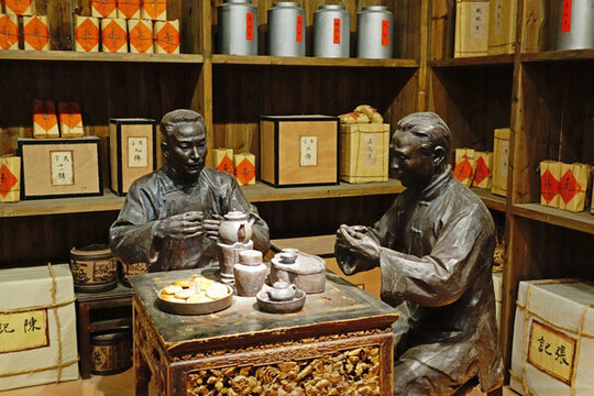 潮汕功夫茶實(shí)景雕塑