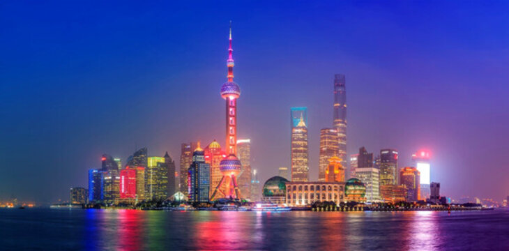 上海外灘陸家嘴夜景全景 大畫