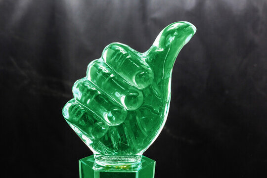 彩色水晶文化冠軍獎(jiǎng)杯 大拇指