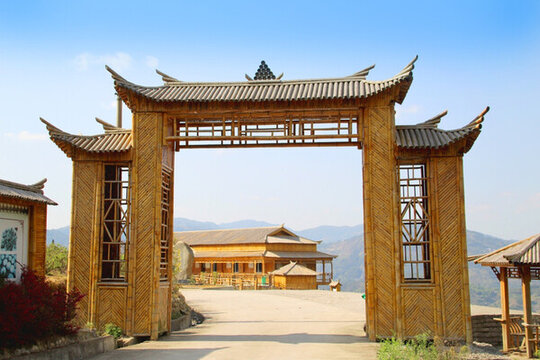建筑 竹門