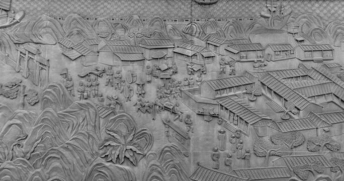 古代街道全景浮雕