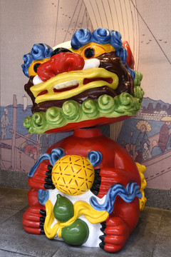 彩繪獅子雕塑