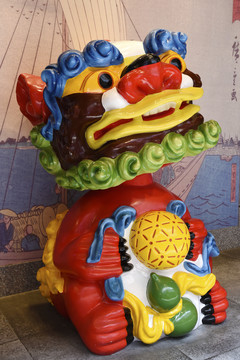 彩繪獅子雕塑