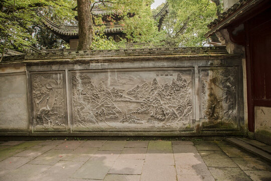 漁橋耕讀 磚雕