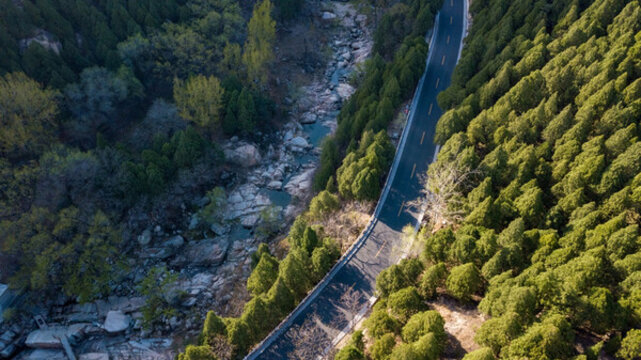 航拍森林公路