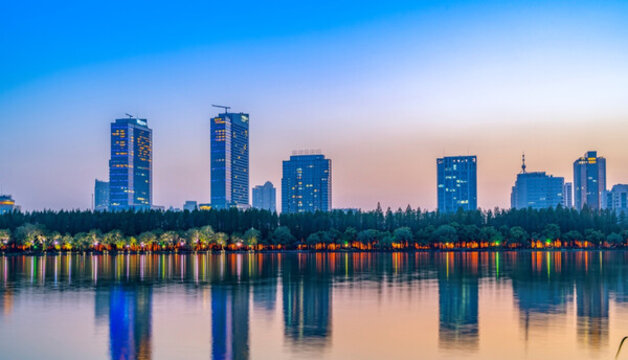 南京玄武湖建筑景觀夜景