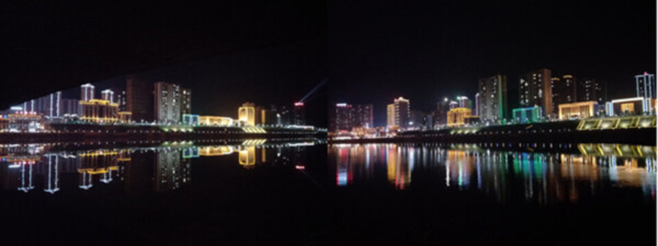 一路霓虹 東坪鎮(zhèn)區(qū)夜景