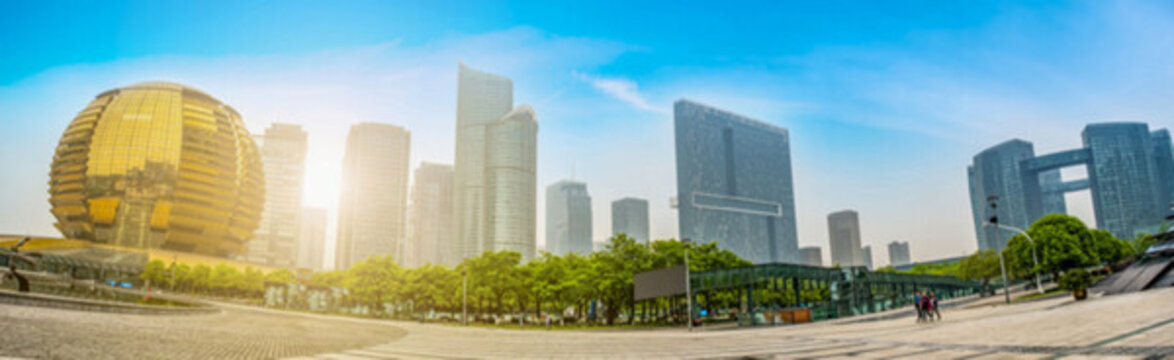 杭州錢江新城全景大畫幅
