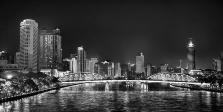 廣州海珠夜景黑白