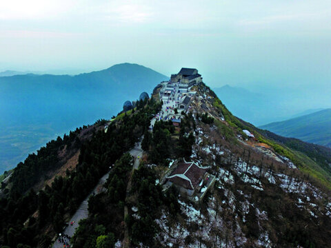 航拍南岳衡山祝融殿