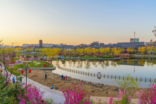 青州城市風(fēng)景南陽河景區(qū)宋城風(fēng)光