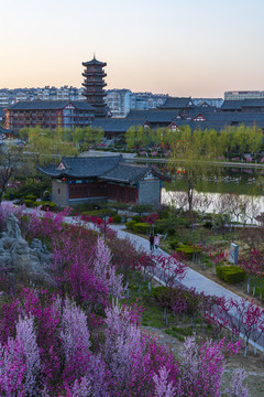 青州城市風(fēng)景南陽河景區(qū)宋城風(fēng)光