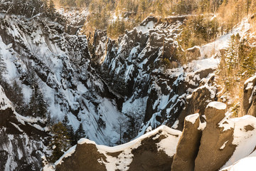 長白山火山巖石冬季冰雪風光