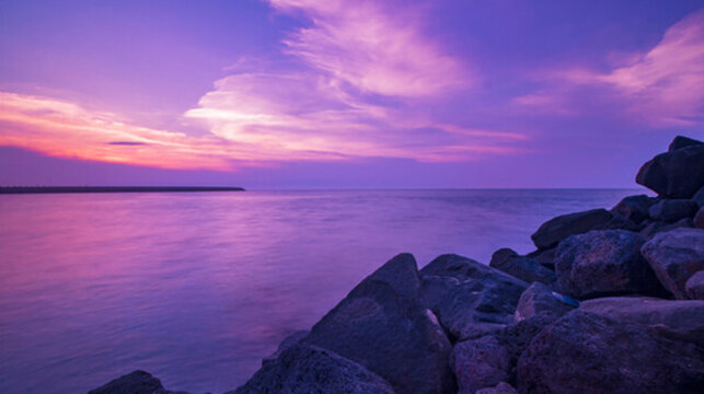 海邊沙灘傍晚夕陽風(fēng)景