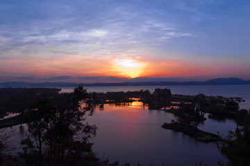 晚霞 朝霞 夕陽 濕地