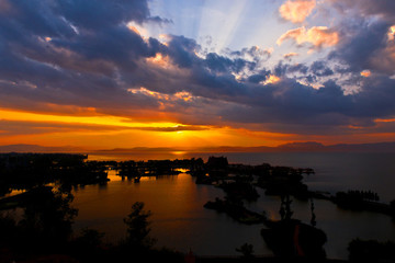 晚霞 朝霞 夕陽 濕地