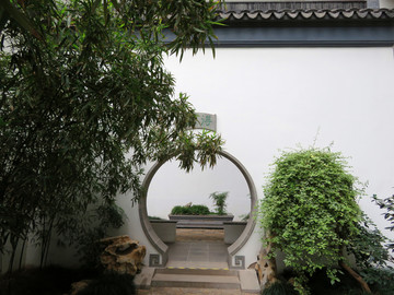 中式園林門洞 回紋平底圓門
