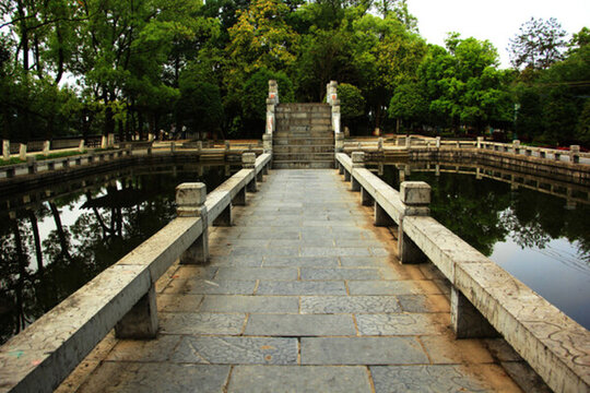 園林景觀 池塘 石橋