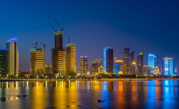 青島浮山灣夜景 大畫(huà)幅