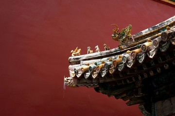 故宮 紅墻 屋檐 神獸 斗拱