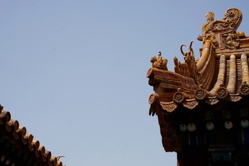 故宮 屋檐 龍雕 藍(lán)天