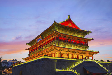 西安 鼓樓夜景高清圖片