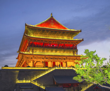 西安 鼓樓夜景高清圖片