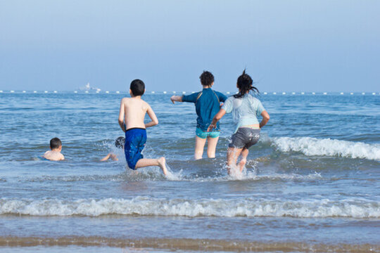 海邊 玩耍 兒童 戶外 海灘