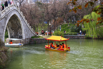 公園春天游船