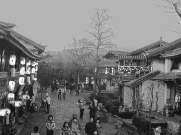 老街道黑白照