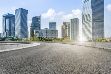 杭州錢江新城建筑景觀和瀝青路面