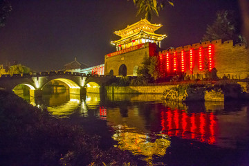 棗莊市臺(tái)兒莊古城夜景