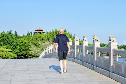 公園橋上行人