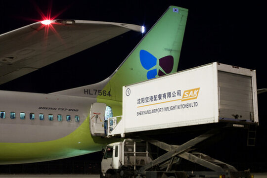 夜晚的韓國真航空飛機