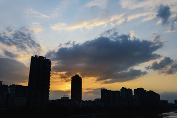 晚霞天空城市