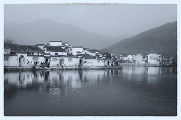 徽州古鎮(zhèn)黑白照片