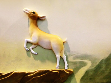梅花鹿浮雕裝飾畫(huà)