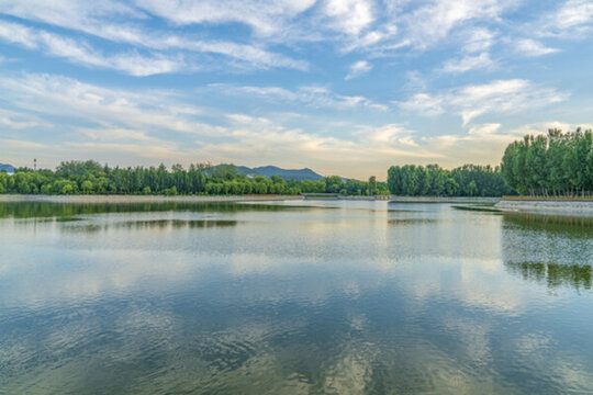 青州南陽湖碧水藍天風(fēng)景